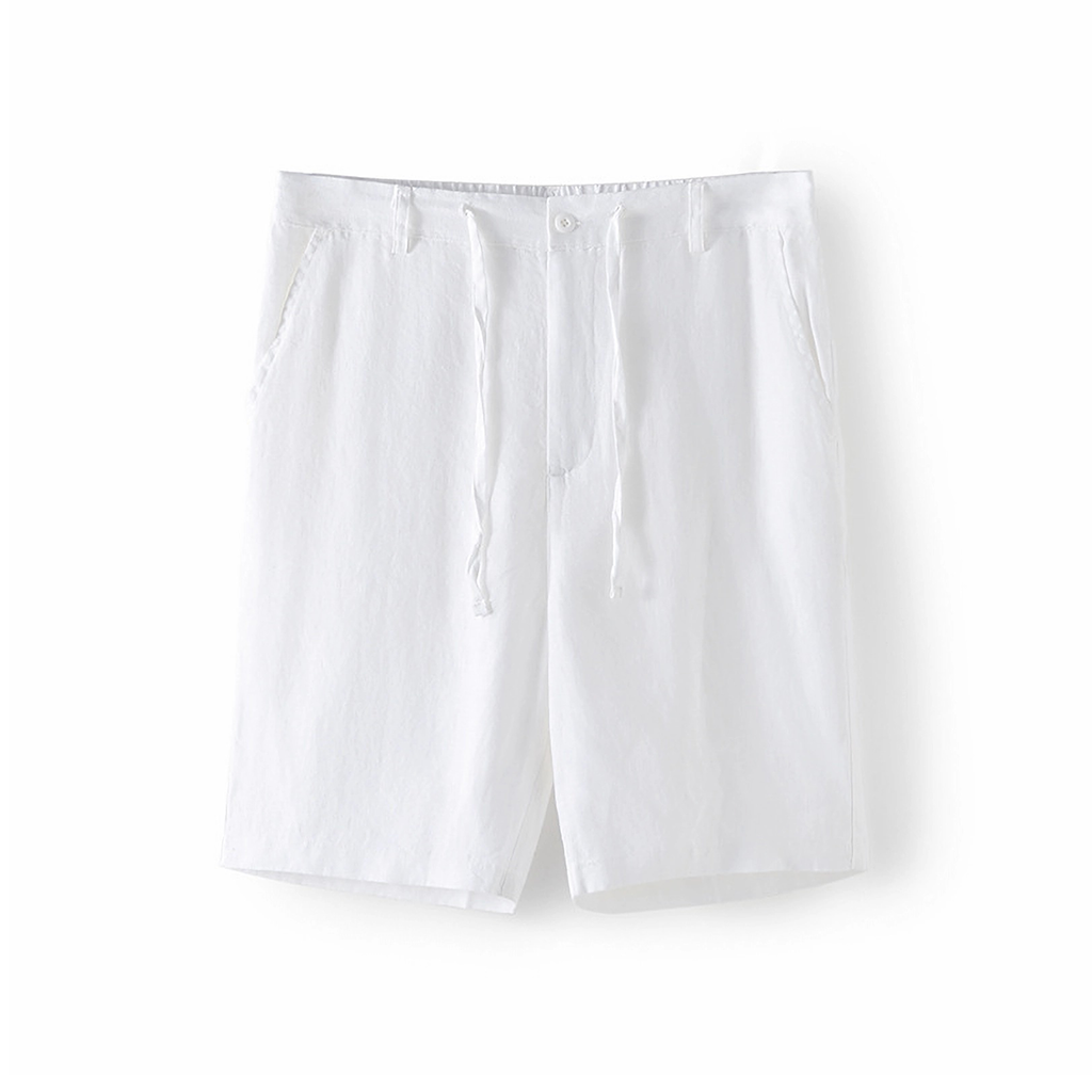 Men's Linen Pants Casual Pants Elastic Waist Lace-up Loose Shorts Casual REAL SILK LIFE