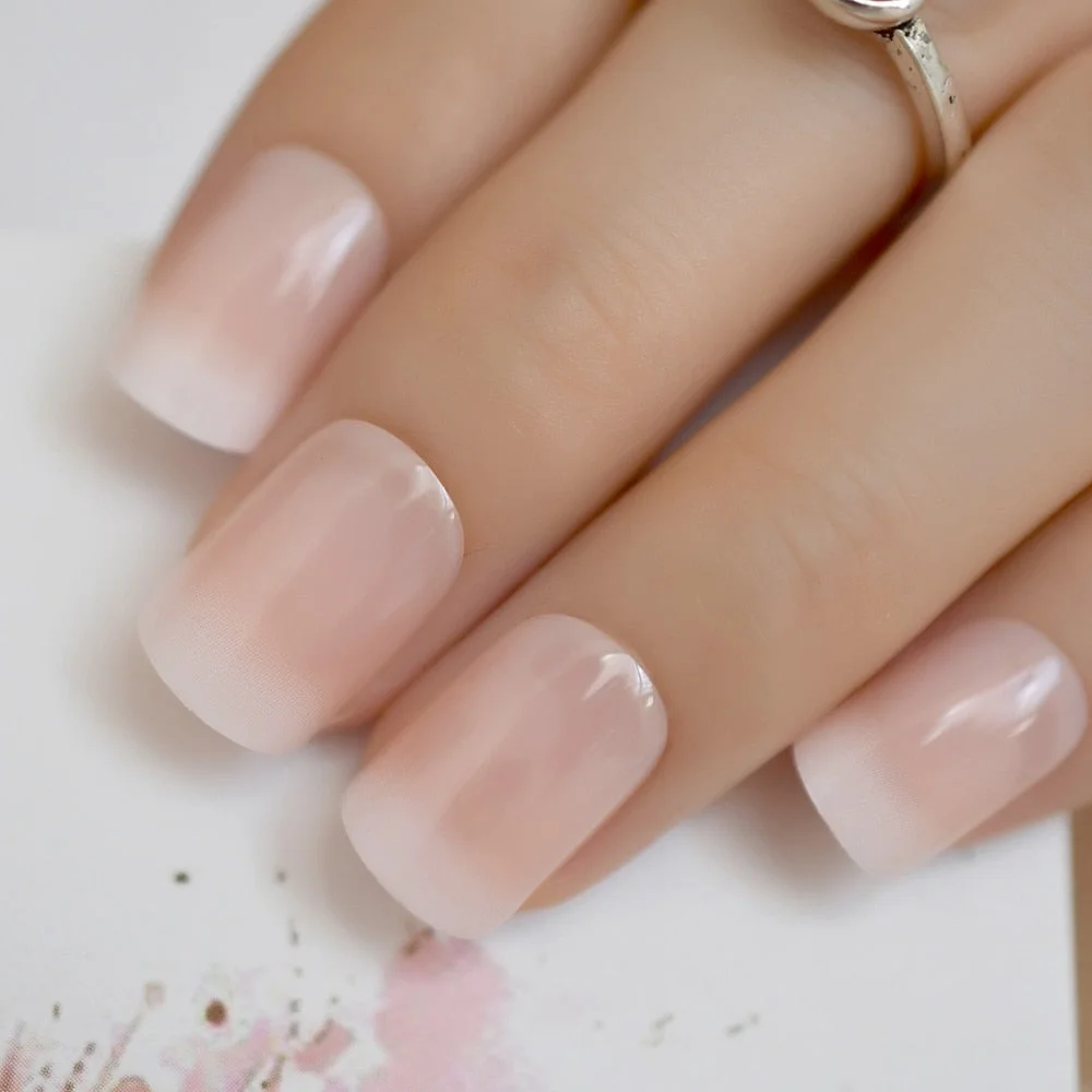 Beige Gradient French Manicure Tips Gorgeous and Classy Natural Fake Nails Faded Nails Designed