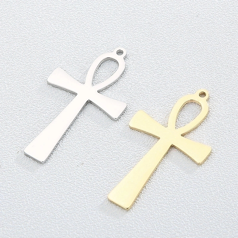 1 Piece Stainless Steel 18K Gold Plated Cross