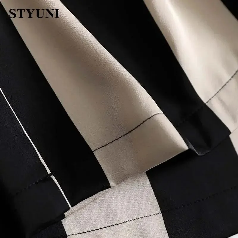 Churchf Striped Acetate Vintage Elastic High Waist Wide-Leg Loose Women's Pants Korean Fashion Full Length Pants For Women 2023-Outfit Ideas