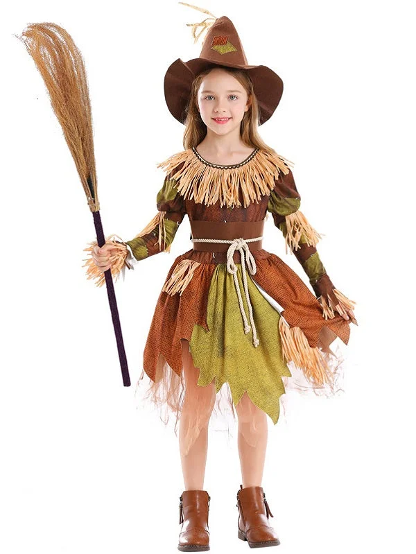 Girl's Halloween The Wizard Of OZ Scarecrow Costume-elleschic