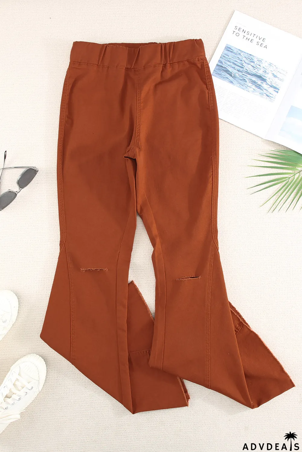 Distressed Bell Bottom Denim Pants