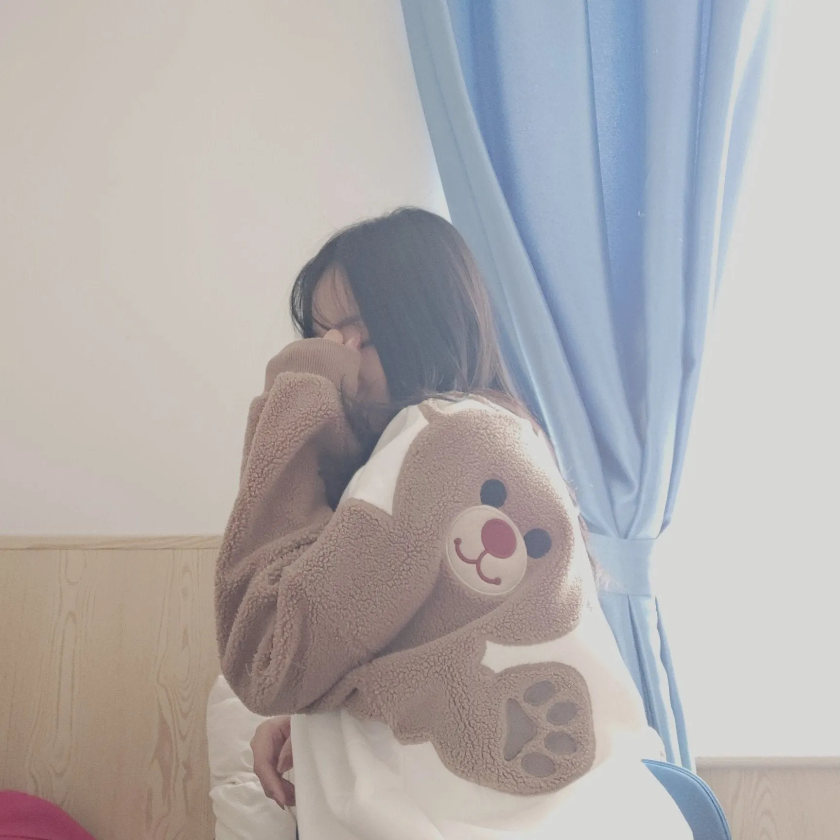 Bear Plush Embroidery Loose Sweatshirt