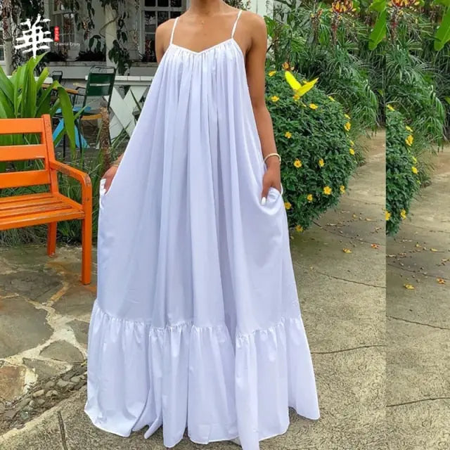 Sexy Summer Dress Women White Maxi Dresses for Women Party Long Dress Backless Dresses Plus Size Clothing Woman Dress Vestidos Lanfubeisi