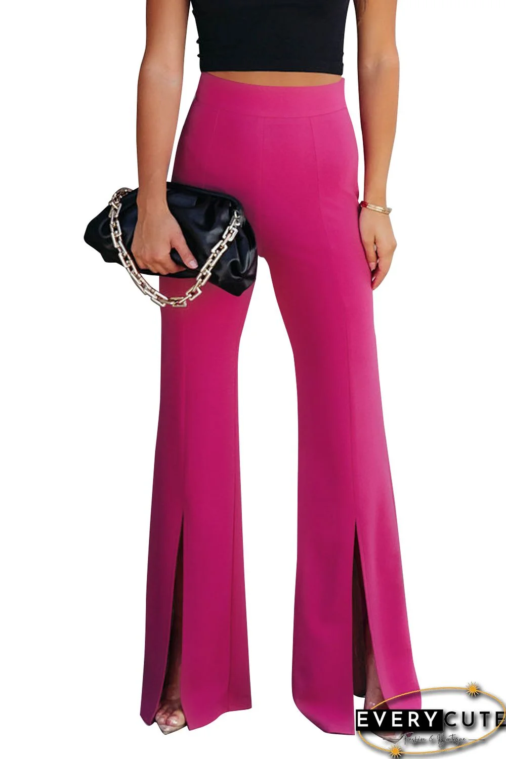 Rose Split Hem High Waist Pants