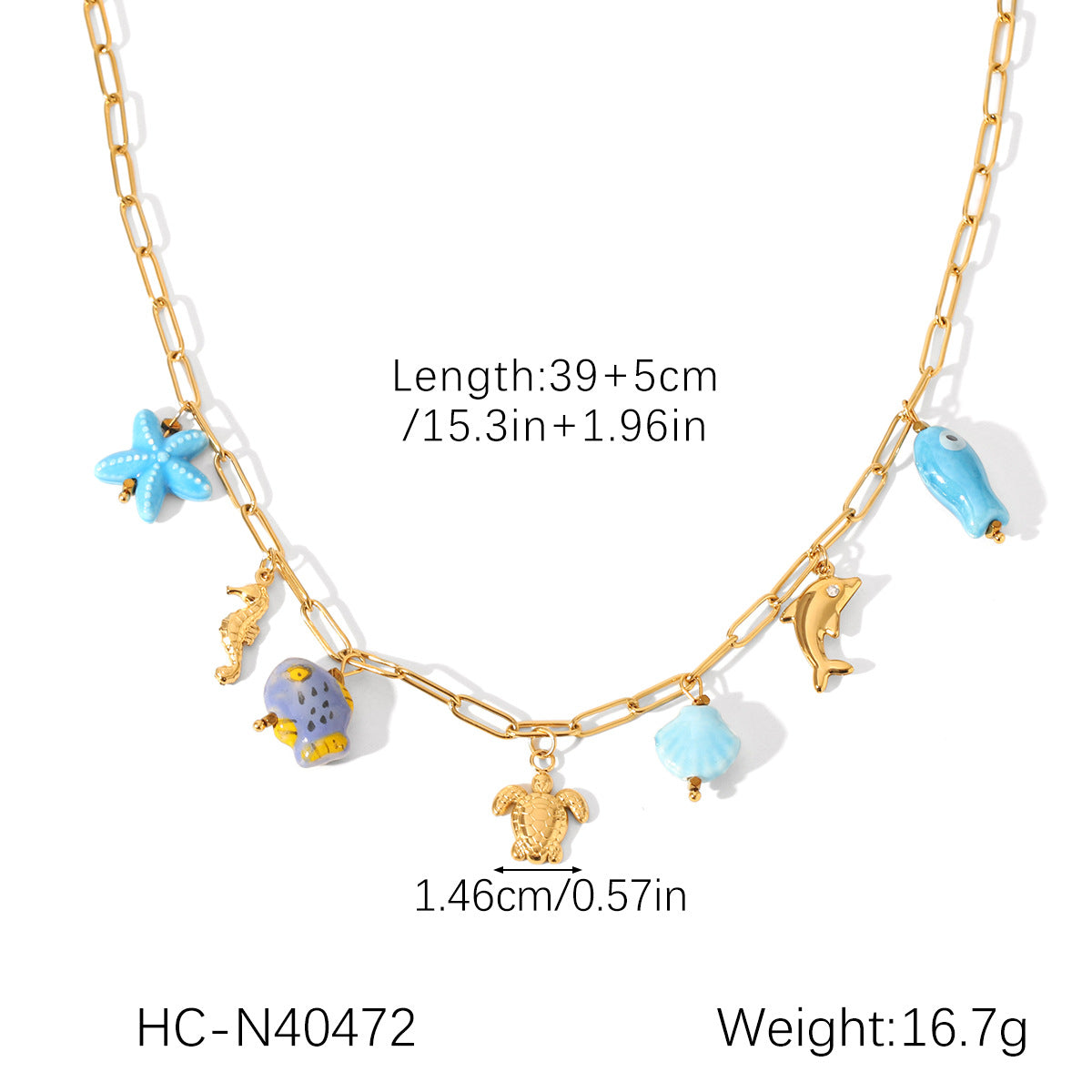 Beach Ocean Style Titanium Steel Necklace Starfish Dolphin Seahorse Shell Stainless Steel Pendant Clavicle Chain For Women