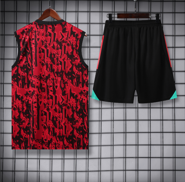 23/24 Manchester United Training Vest Red/Black Kit Soccer Jersey