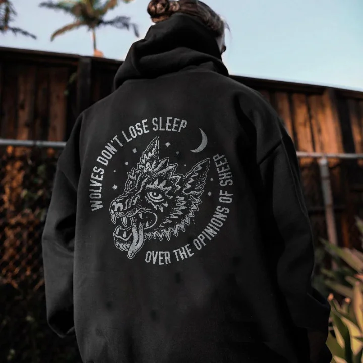 Wolves Don't Lose Sleep Printed Casual Men's Hoodie -  