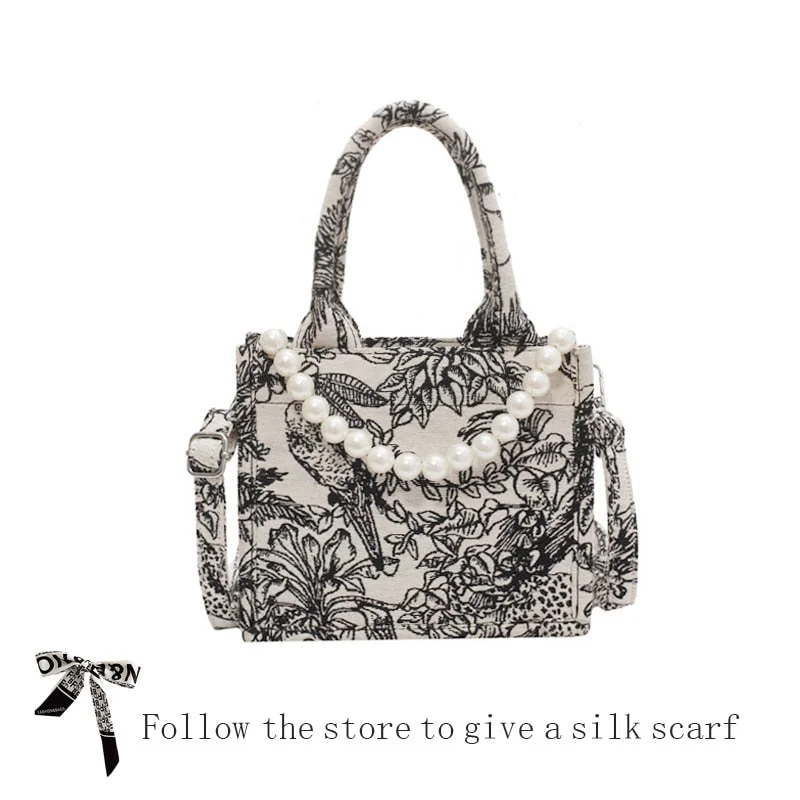 2021 Luxury Designer Handbag for Women Luxury Brand Bag Jacquard Embroidery Shopper Beach Shoulder Bag Canvas Tote Bag Wholesale