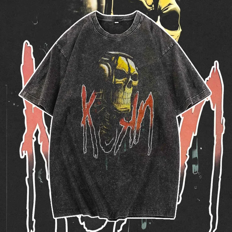 Davidhawaii100% Cotton Casual Men's Vintage Abstract Skull Rock Street T-Shirt - 100% Cotton