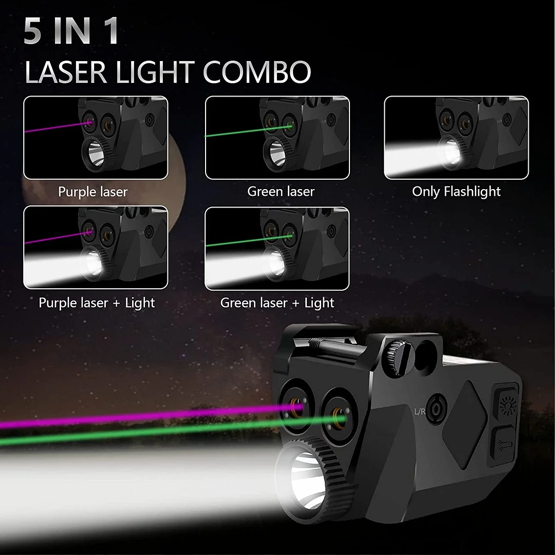ohhunt® Purple and Green/Green and Red Laser Light Combo, 500 Lumens Laser Beams for Guns, Red Green Laser Sights with Weaponlight Tactical Strobe Handgun Lights
