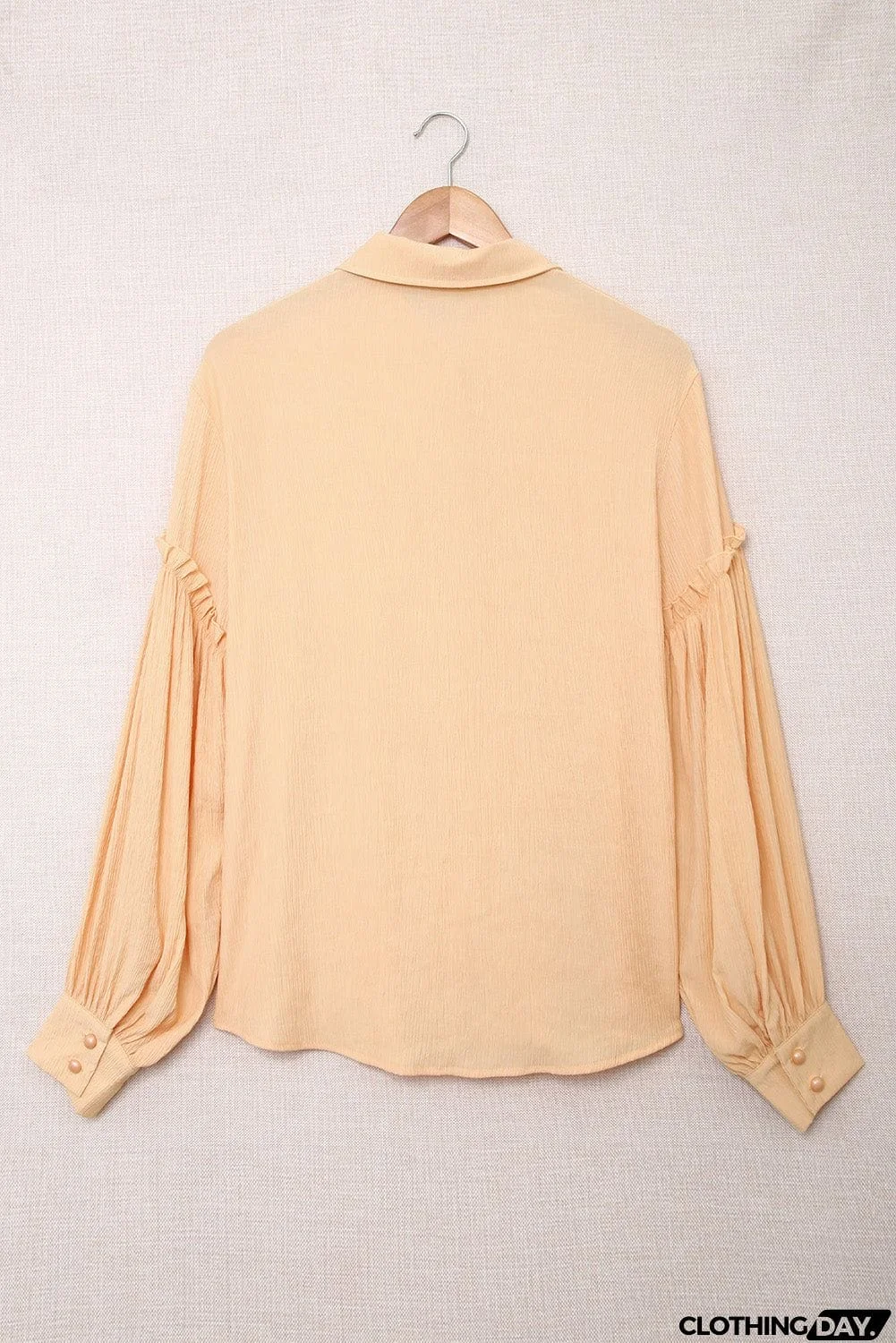 Ruffled Patchwork Bubble Sleeve Loose Shirt