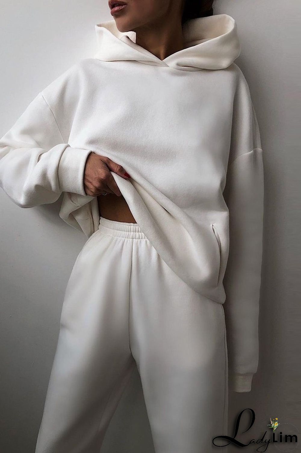 Purple Fashion Casual Solid Basic Hooded Collar Long Sleeve Two Pieces