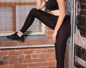 pornhint Pornhint Dark Plaid Leggings