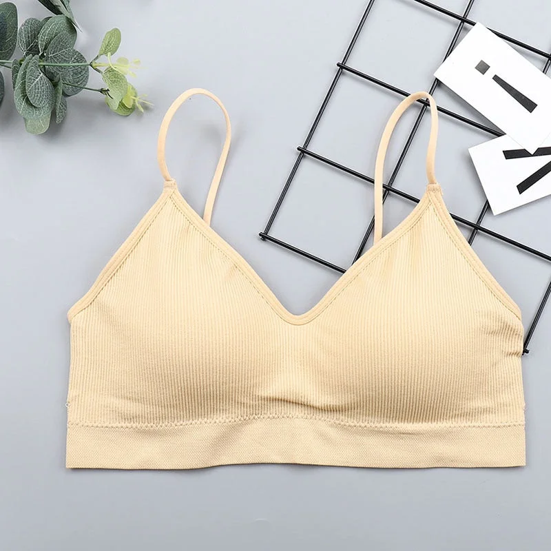 SVOKOR Push Up Solid Bra Elastic Gathering Bralette Summer Anti-light Korean Style Wild Bra Tube Top Sexy Seamless Wire free Bra