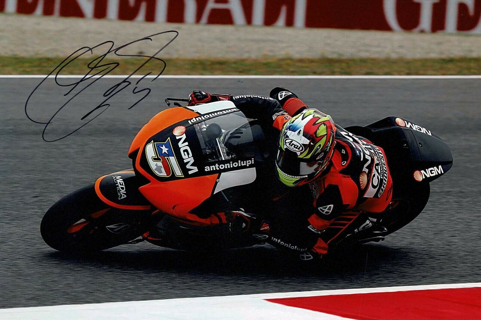 Colin EDWARDS SIGNED Antoniolupi NGM Photo Poster painting Autograph AFTAL COA Texas Tornado