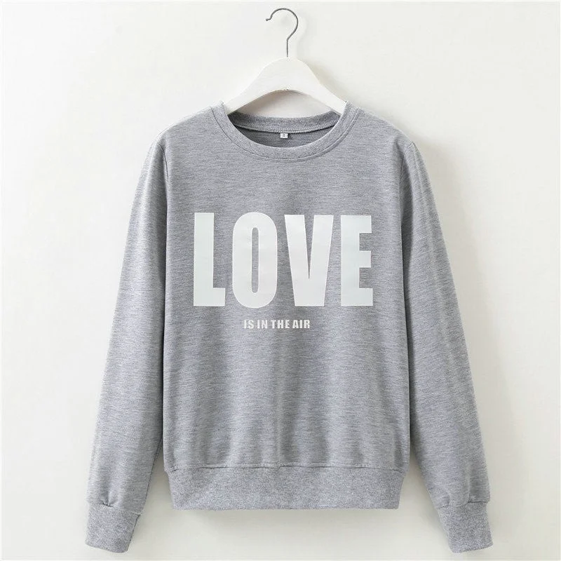 Valentine's Day Love Printed Round Neck Long Sleeves Sweatshirt