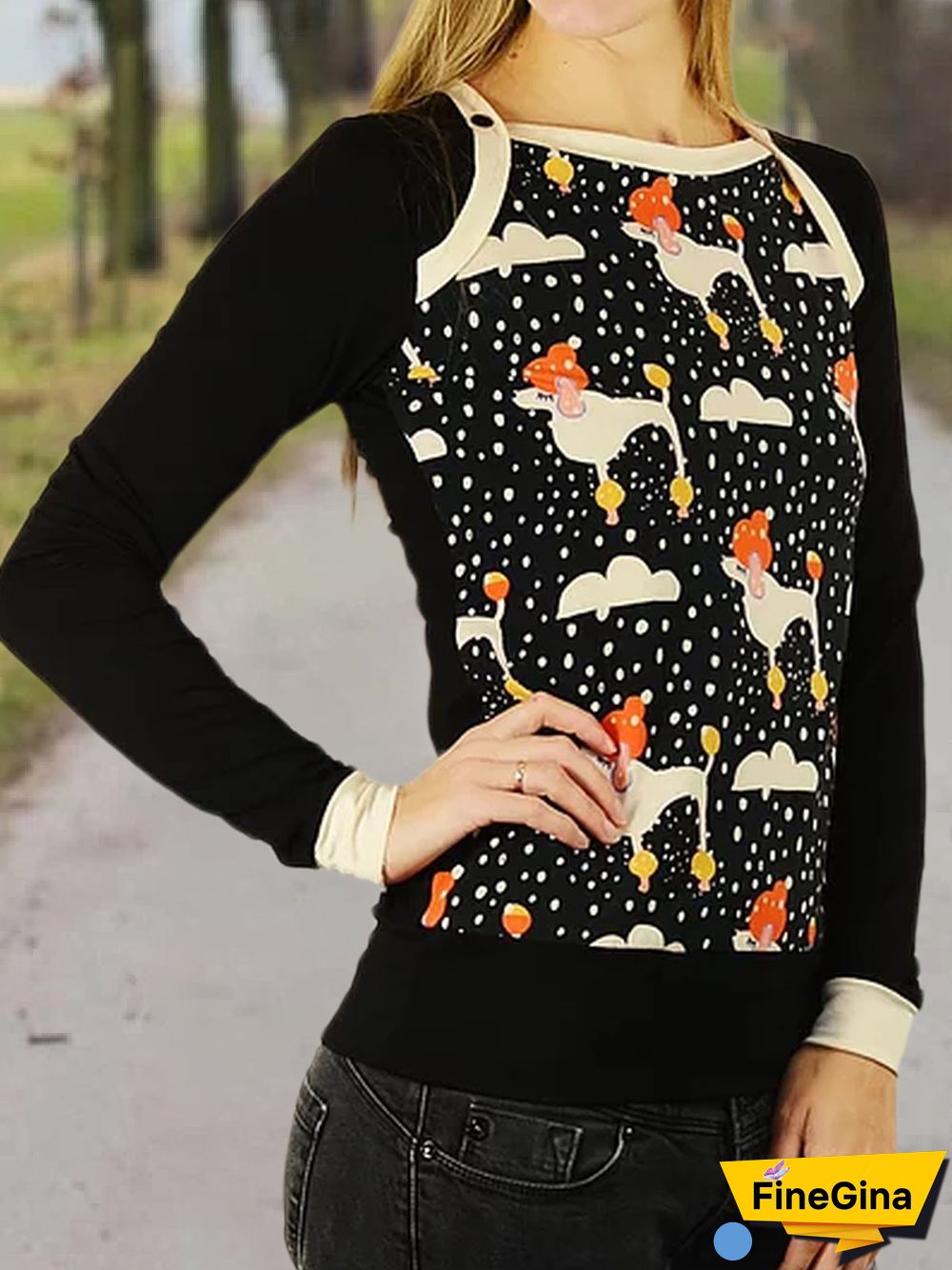 Printed Cotton-Blend Casual T-shirt