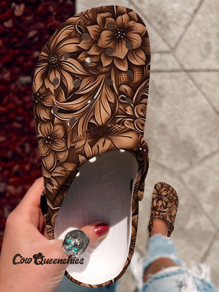 Vintage Art Print Casual Hole Slippers Multicolor / 36