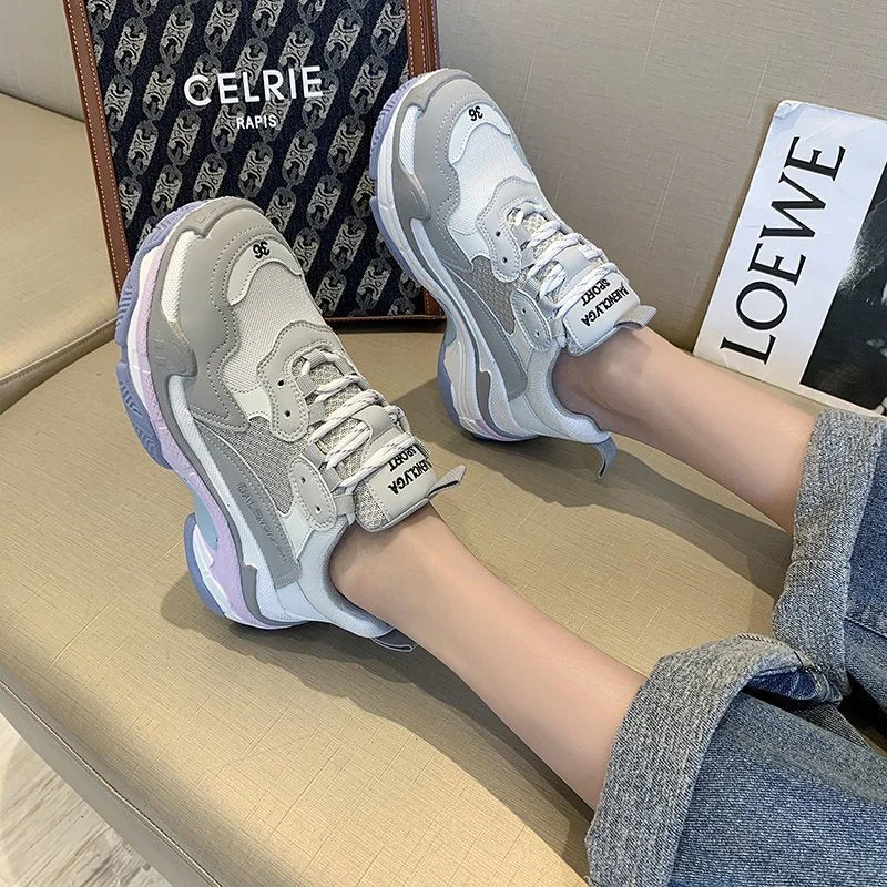 Women Sneakers 2021 New Brand Designer Women's Chunky Sneakers Breathable Mesh Spring Female Casual Shoes Fashion Footwear