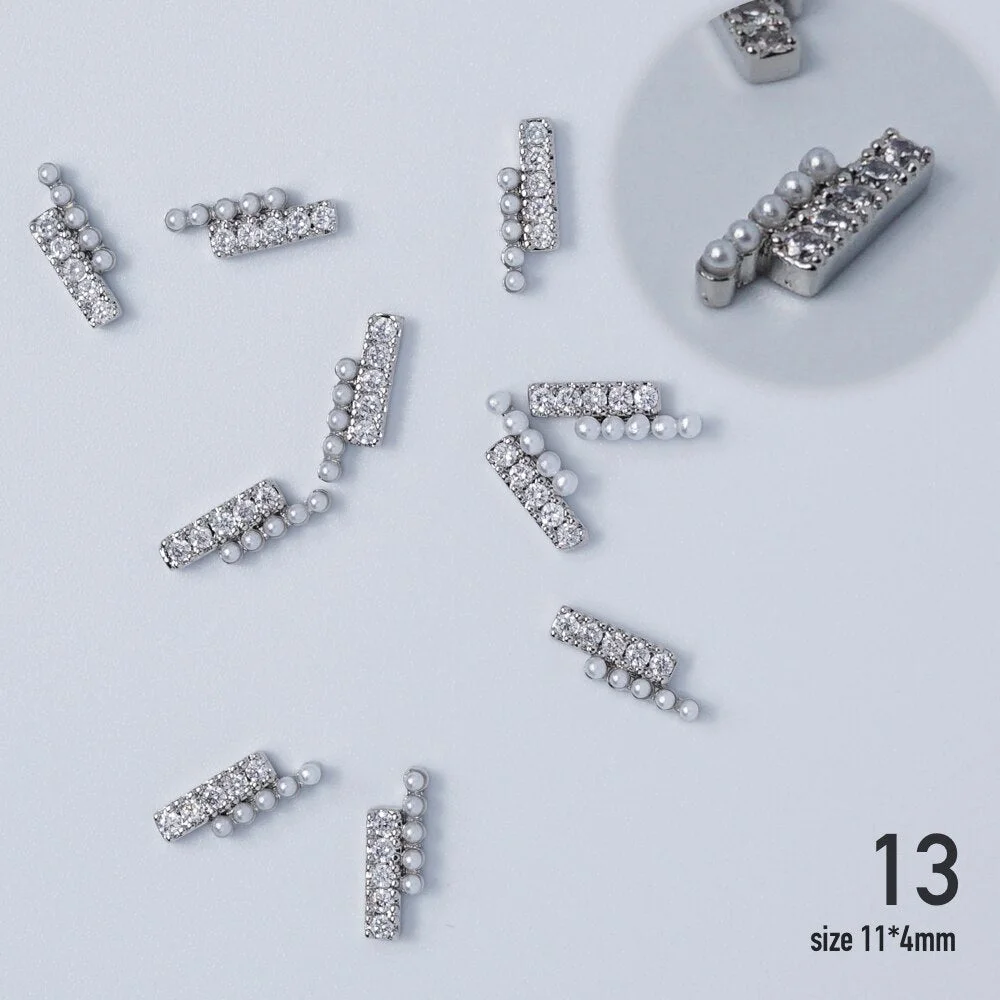 Nail jewelry 3D Alloy high quality zircon Butterfly Flower crystal Pearl Metal Manicure Nails DIY Accessories Nail Decor