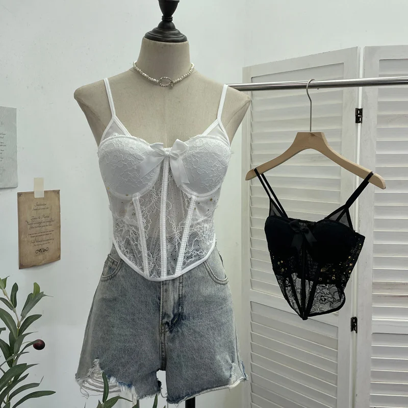 Nigikala Nigikala Shoot Spice Girls With Chest Pads Fish Bone Lace Sexy Sling Vest Short Boobs On The Back Of The Dress Woman 1127