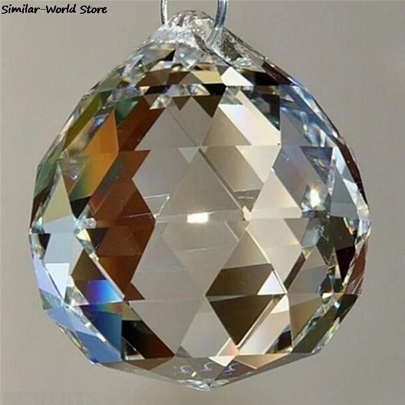 Hot sale Clear 20mm Crystal Hanging Balls Cut Faceted Glass Prism Chandelier Pendants Beads Curtain Hanging Home Decor DIY