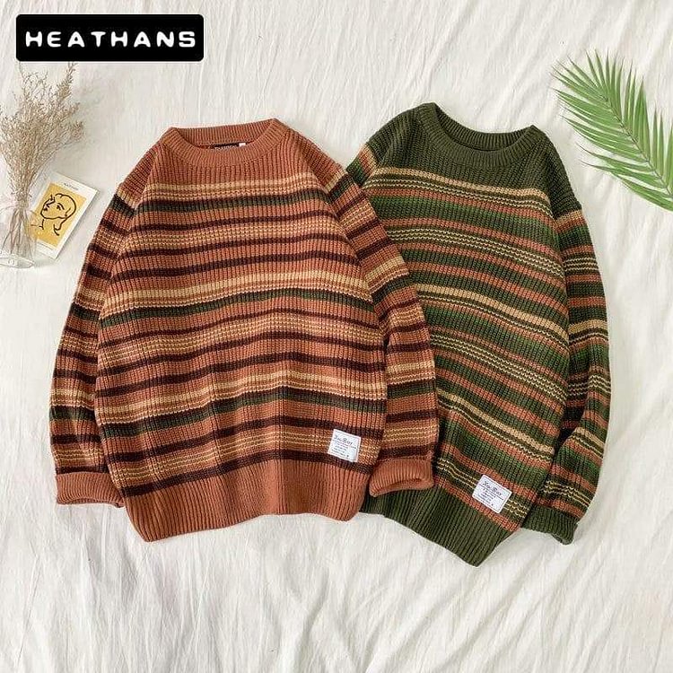 Dark Academia Winter Vintage Striped 