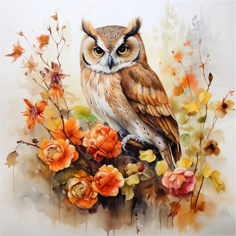 Diamond Painting - Full Round Drill - Autumn Owl(Canvas|30*30cm)