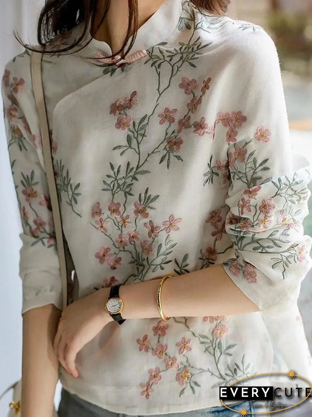 Vintage Buttoned Long-sleeved Printed Shirt