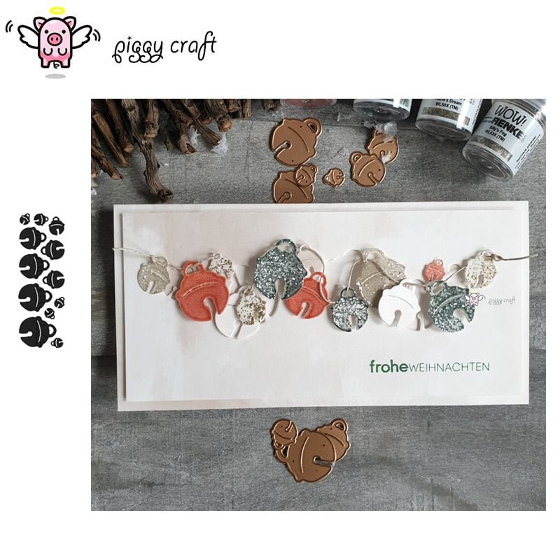Piggy Craft metal cutting dies cut die mold Christmas bell decoration Scrapbook paper craft knife mould blade punch stencils die