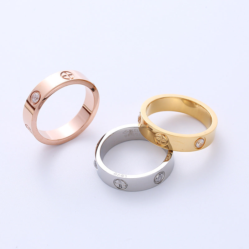 Exotic Women Metal Diamond Fruit Titanium Steel Gold Plating Rings