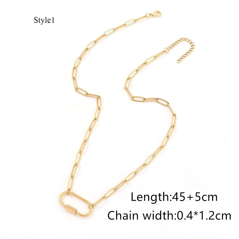 Elegant Minimalist Classic Style Oval 201 Stainless Steel 304 Stainless Steel Necklace