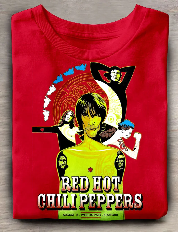 Teecade Teecade Red Hot Chili Peppers Comic Yellow Person T-shirt