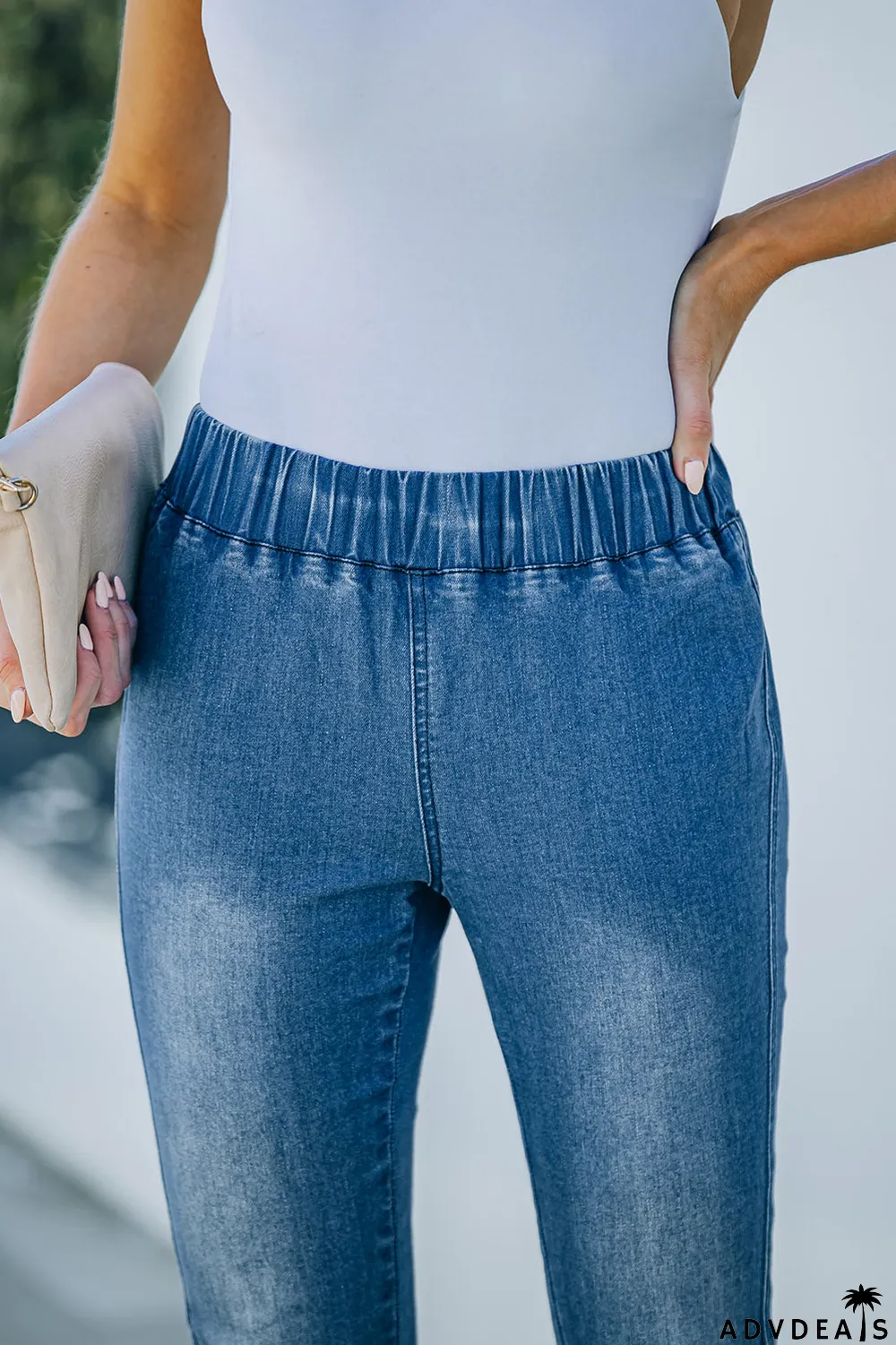 Distressed Bell Bottom Denim Pants
