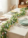 Spring Easter Decoration Garland 210cm Artificial Colourful Garland with Eggs and Green Leaves for Home Party Wall Fireplace Stairs Window
