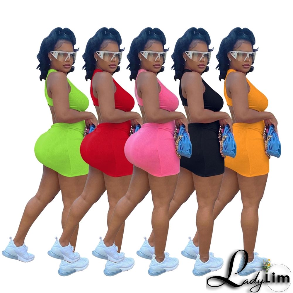 Women Summer Green Sexy Halter Sleeveless Solid Lace Up Mini Bodycon Dress