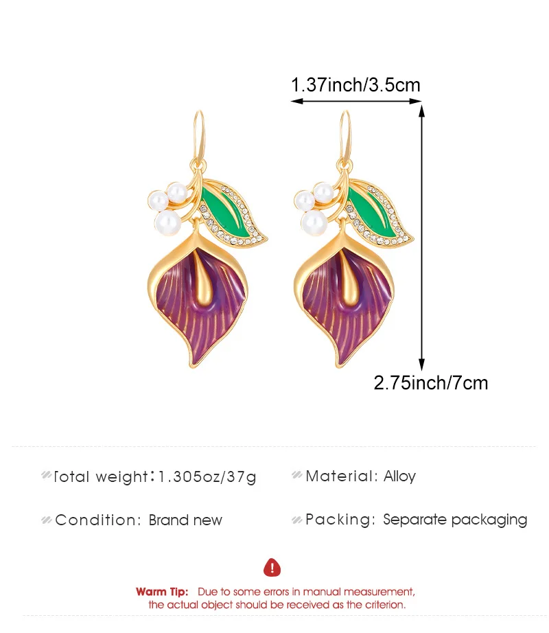 Horseshoe Lotus Leaf Gold-Plated Earrings