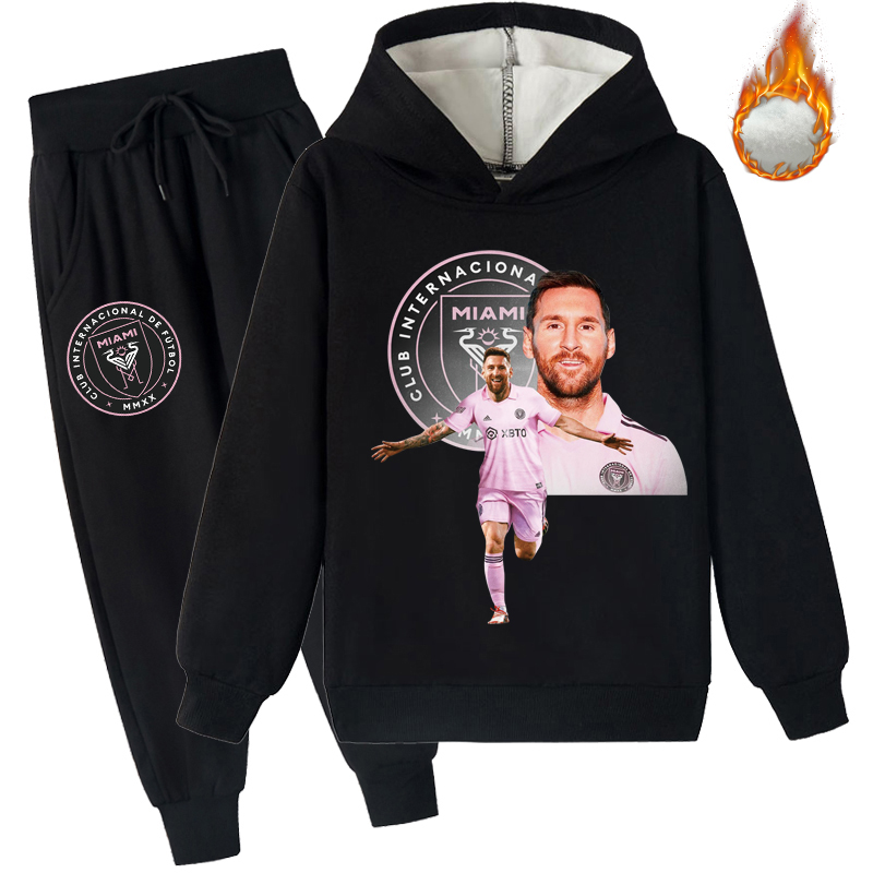 Mayoulove Messi Fleece Hoodie Set for Kids - Trendy Sportswear for Boys  Girls, Perfect for Fans-Mayoulove