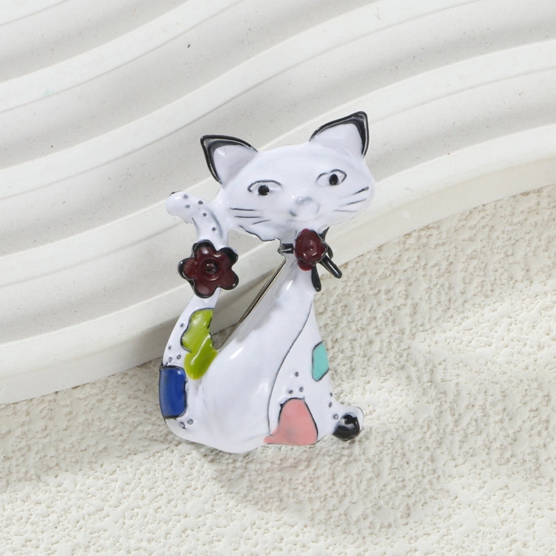 Cute Pin Cartoon Cat Alloy Enamel Unisex Brooches
