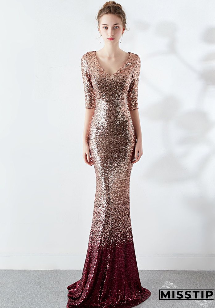 Women Sequin Formal Party Elegant Mermaid Skirt Maxi Evening Dress