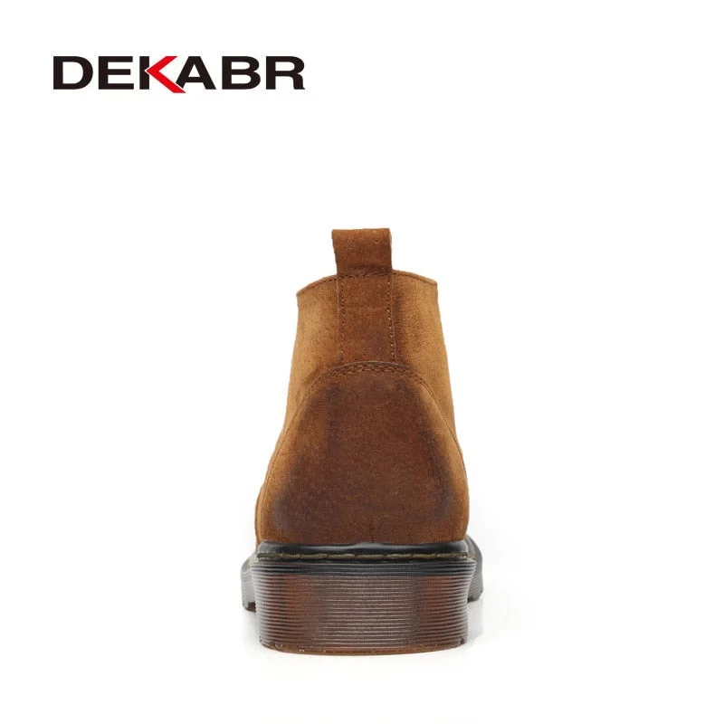 DEKABR Cow Suede Autumn Men Boots Fashion Non-slip Working Ankle Boots Male High Top Casual Shoes Motorcycle Martins Boots