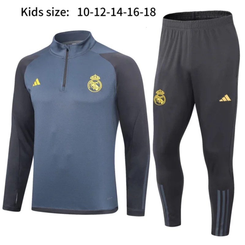 23-24 Kids Real Madrid Half zipper Long Sleeved Training Suit