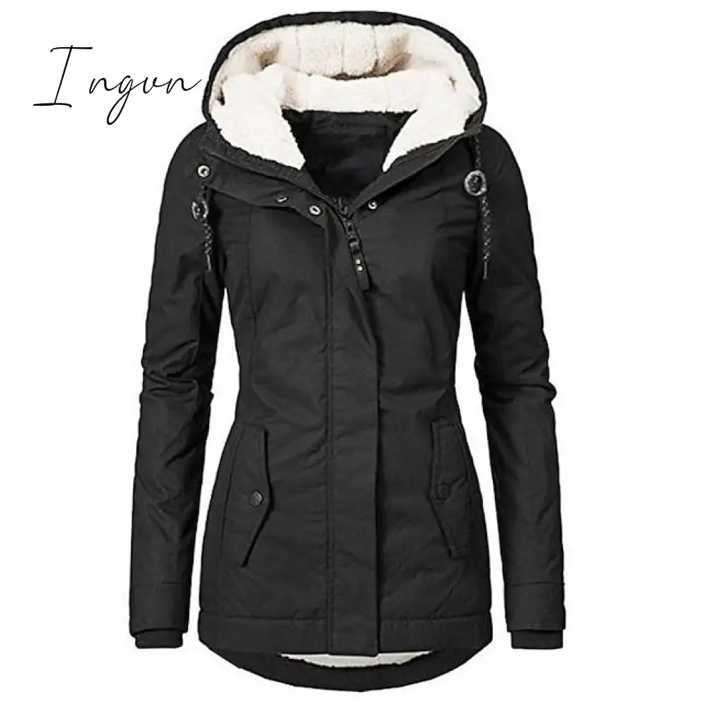 Ingvn - Women’s Parka Street Fall Winter Long Coat Windproof Warm 3 In 1 Loose Casual Sports