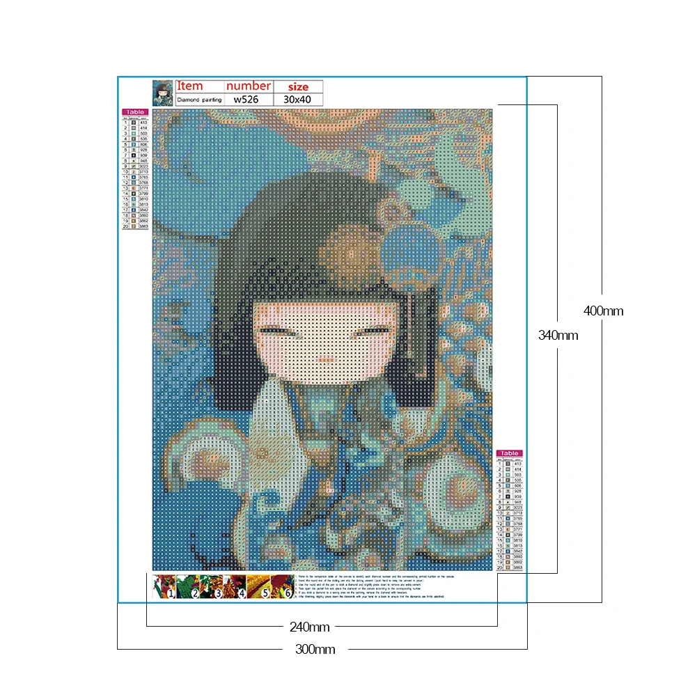 Diamond Painting - Full Round Drill - Kokeshi Doll(30*40cm)