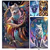(Grande Taille) Attrape-r&ecirc;ves loup-pleine peinture diamant rond-40*70cm