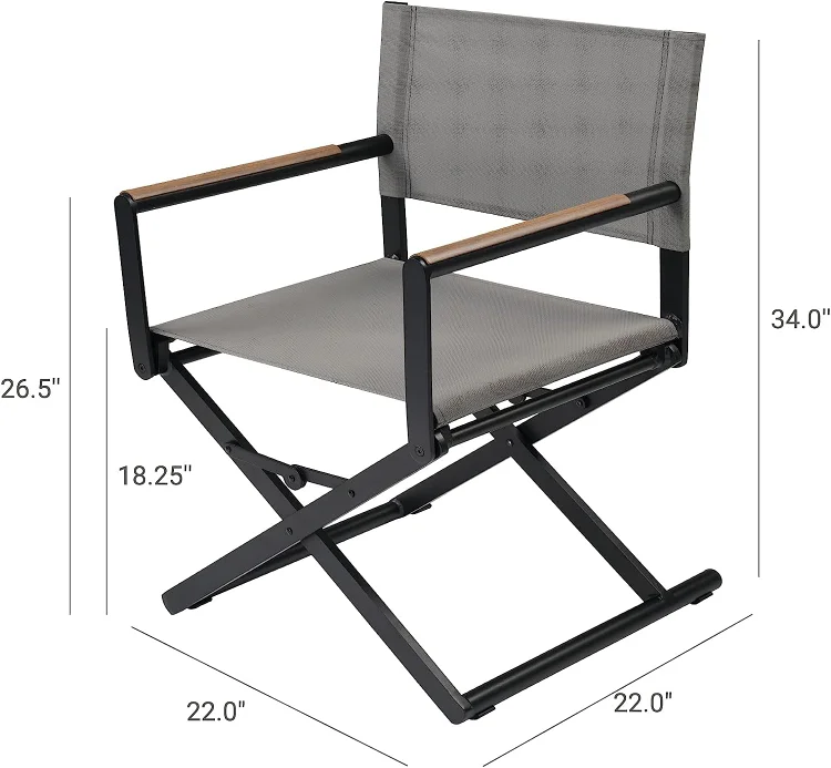 GRAND PATIO Outdoor & Indoor Aluminum Mesh Sling Folding Director Chair - Thumbnail 3