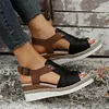 Gioiacombo&trade; Sandali con zeppa con fibbia stile romano da donna