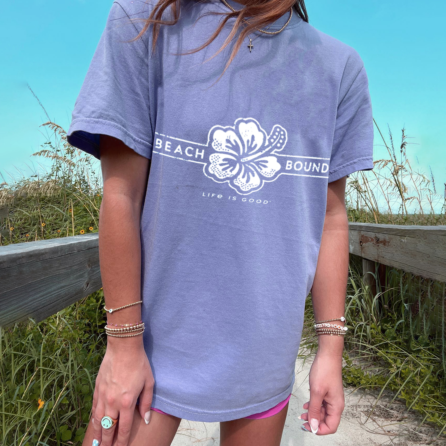 BEACH BOUND Printed Beach Vacation T-shirt / [blueesa] /