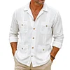 Men's Workwear Multi-pocket Short-sleeved Shirt Cotton and Linen Casual Shirt